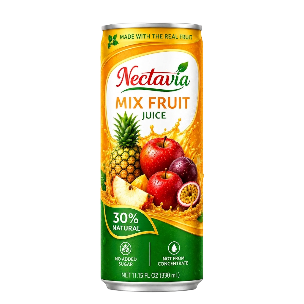 Nectavia Mixed Fruit juice can — natural multi-fruit blend