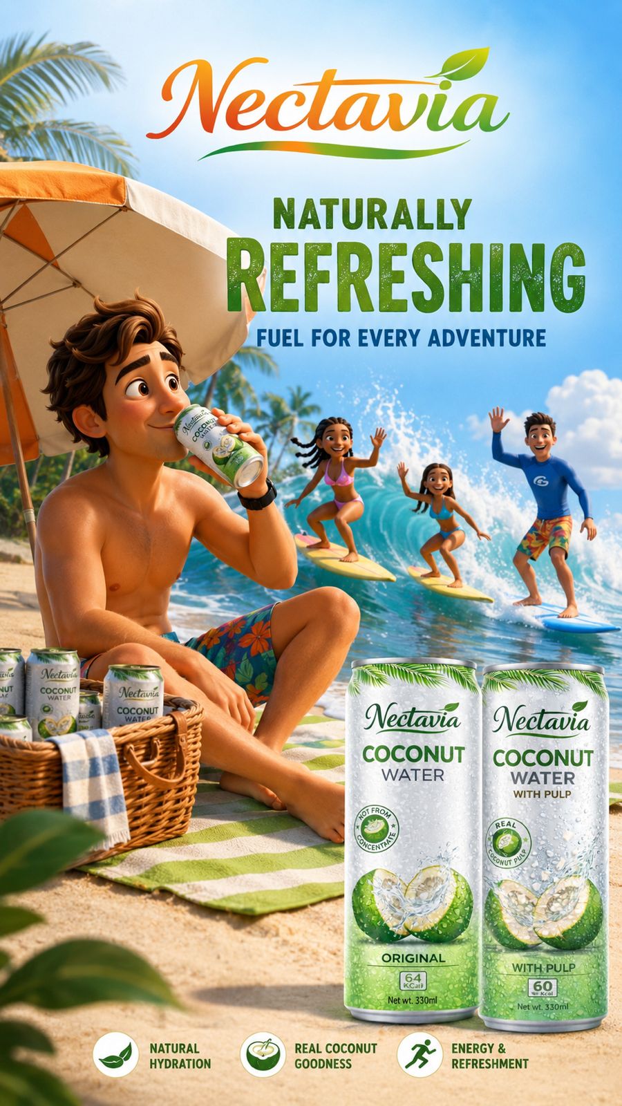 Nectavia Coconut Water beach adventure reel