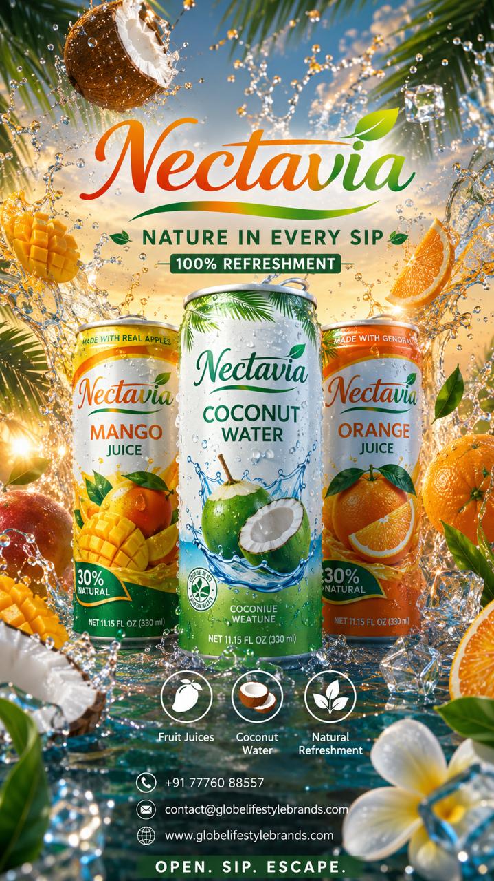 Nectavia poster — Nature in every sip, crafted beverages by Globe Lifestyle Brands