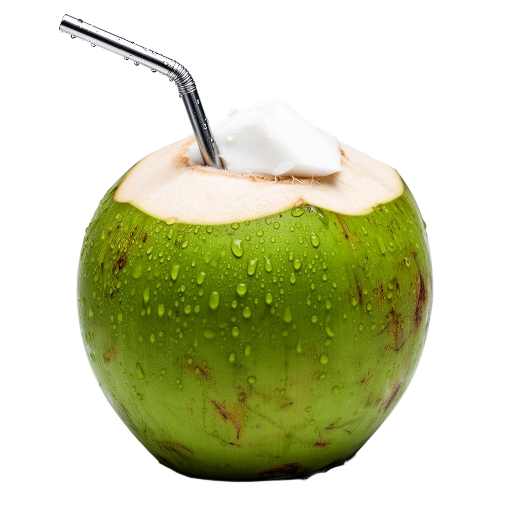 Fresh tender coconut with cold condensation droplets